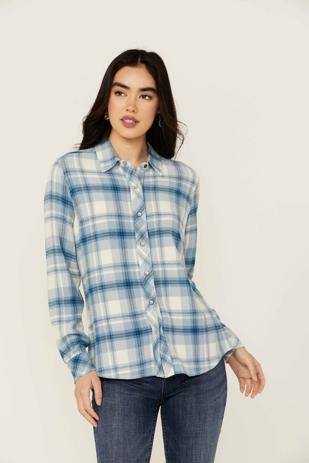 Idyllwind Women | Viola Featherlight Blue Plaid Print Pearl Snap Western Shirt
