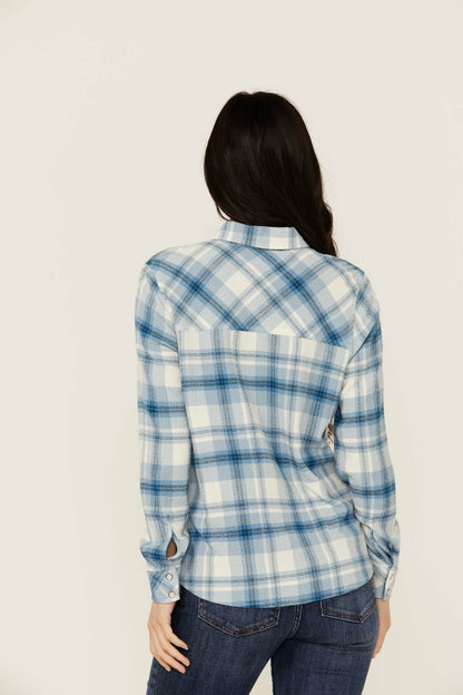 Idyllwind Women | Viola Featherlight Blue Plaid Print Pearl Snap Western Shirt
