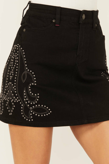 Idyllwind Women | Burbank Embroidered And Studded Stretch Denim Skirt
