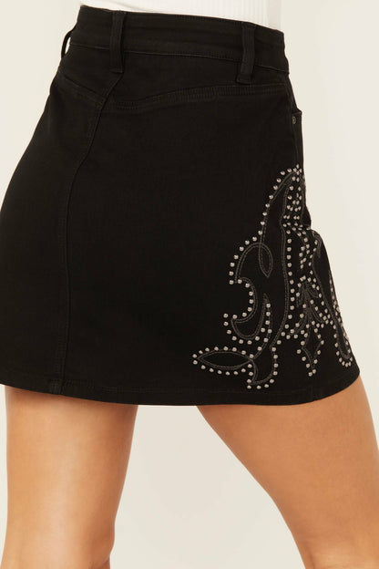 Idyllwind Women | Burbank Embroidered And Studded Stretch Denim Skirt