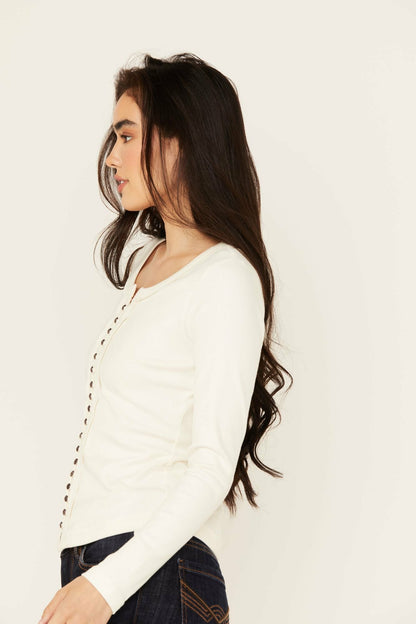Idyllwind Women | Rib Knit Long Sleeve Button-Down Shirt