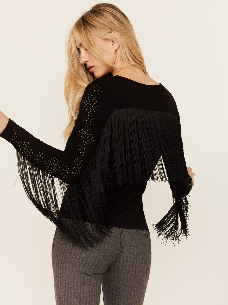 Idyllwind Women | Doris Studded Fringe Long Sleeve Top