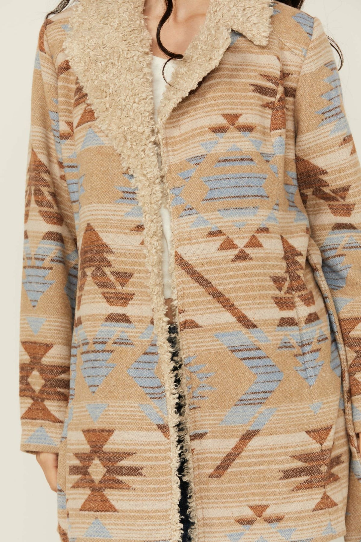 Idyllwind Women | Lynn Southwestern Print Faux Fur Collar Shacket