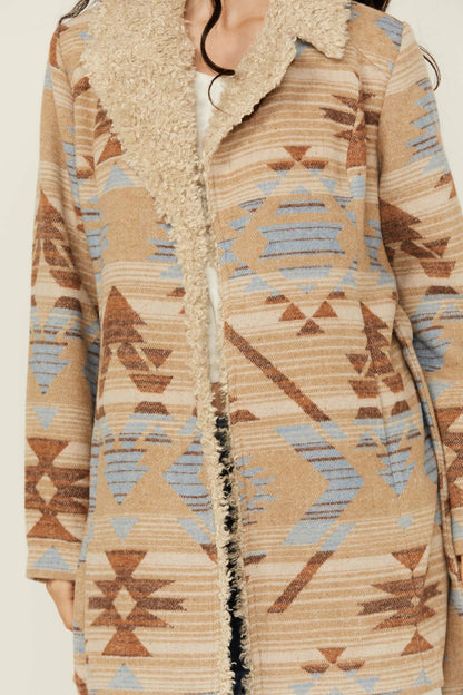 Idyllwind Women | Lynn Southwestern Print Faux Fur Collar Shacket