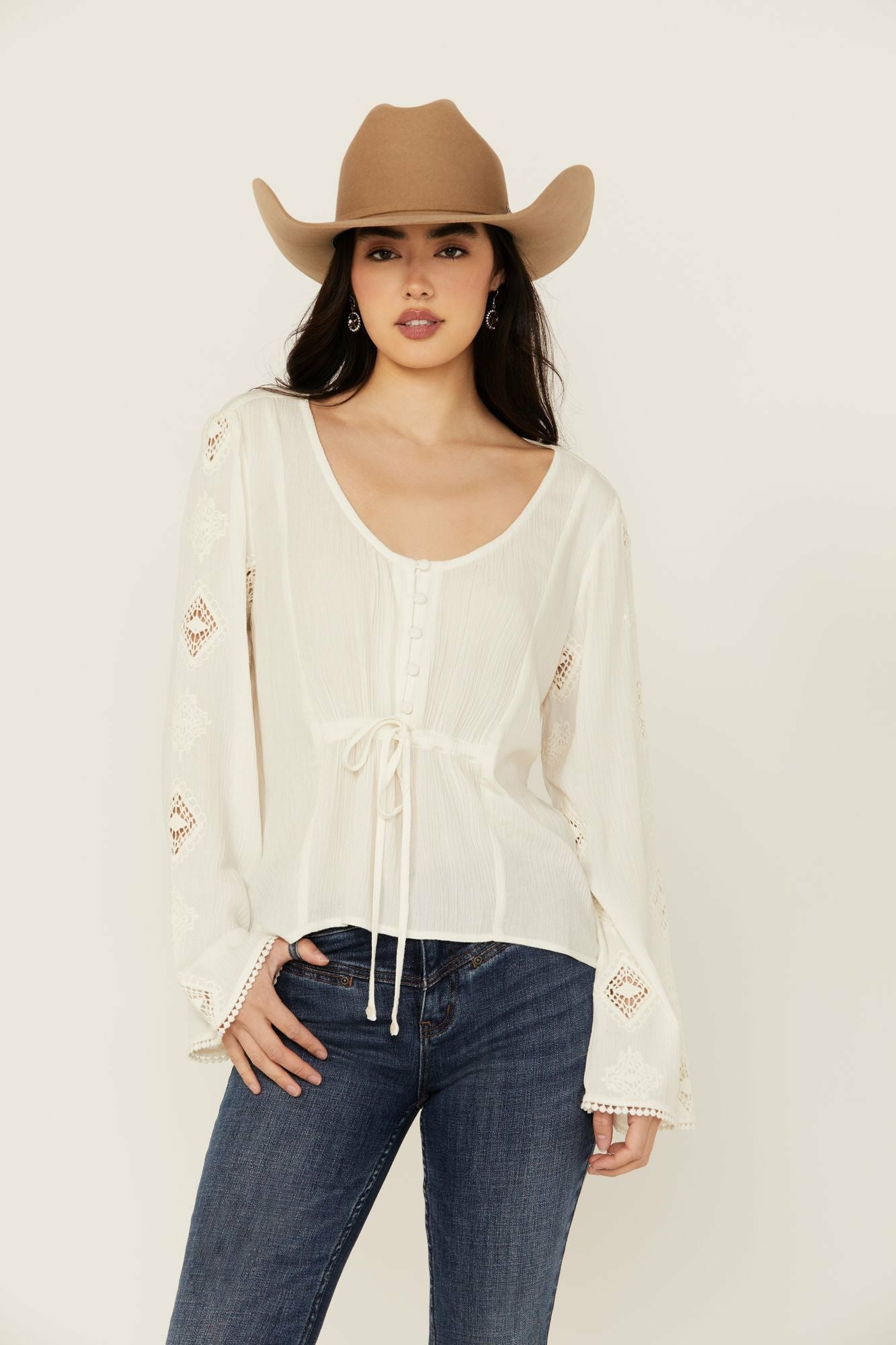 Idyllwind Women | Sharondale Button-Down Embroidered Bell Sleeve Top