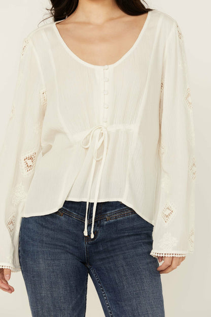 Idyllwind Women | Sharondale Button-Down Embroidered Bell Sleeve Top