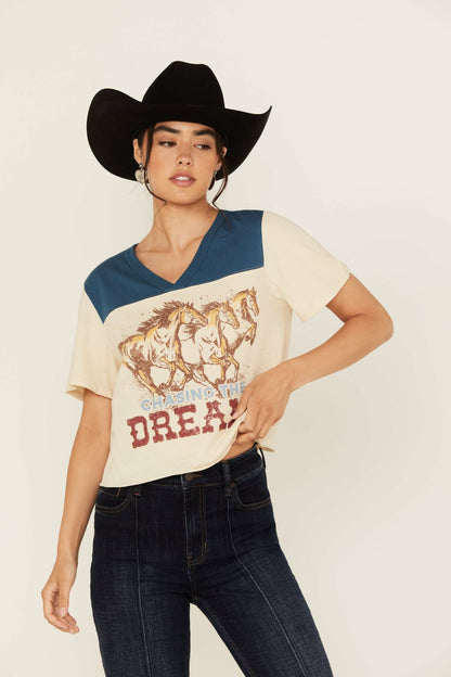 Idyllwind Women | Chasing The Dream Cropped Football Short Sleeve Tee