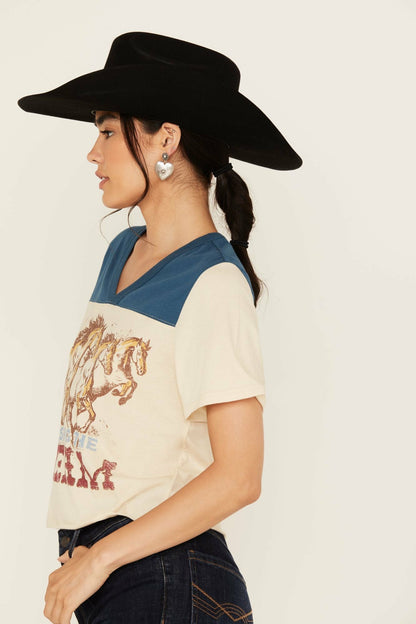Idyllwind Women | Chasing The Dream Cropped Football Short Sleeve Tee
