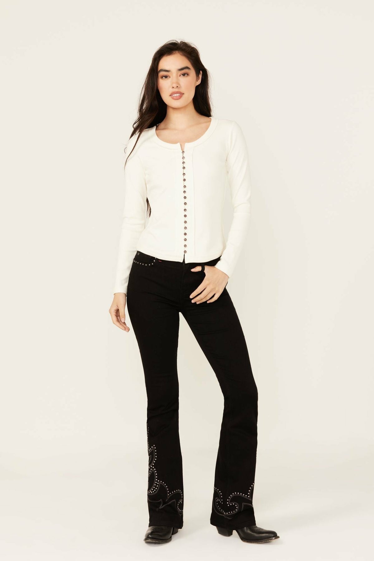 Idyllwind Women | Burbank Legend High Rise Studded Bootcut Super Stretch Denim Jeans