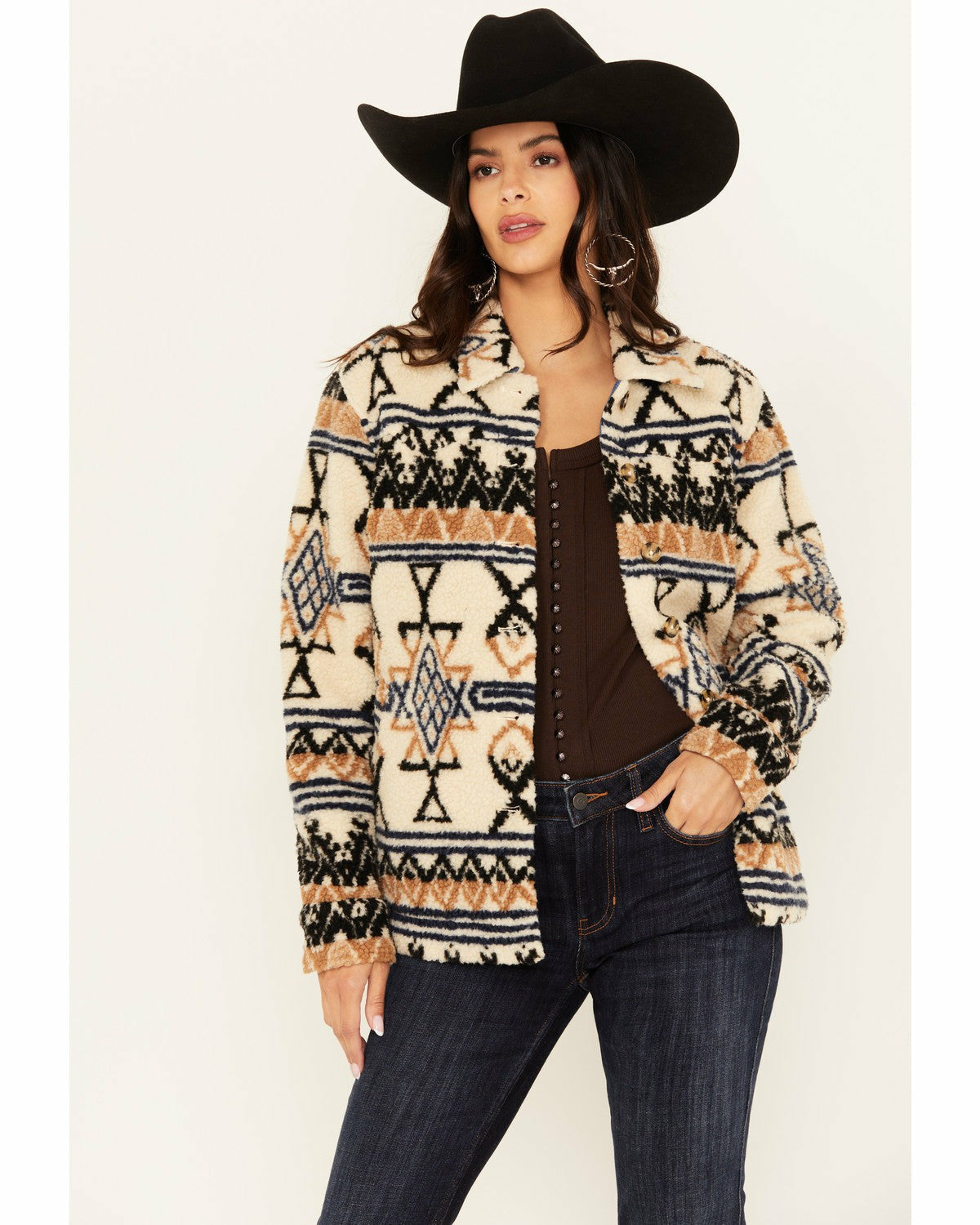 Idyllwind Women | Dowlan Southwestern Print Sherpa Jacket