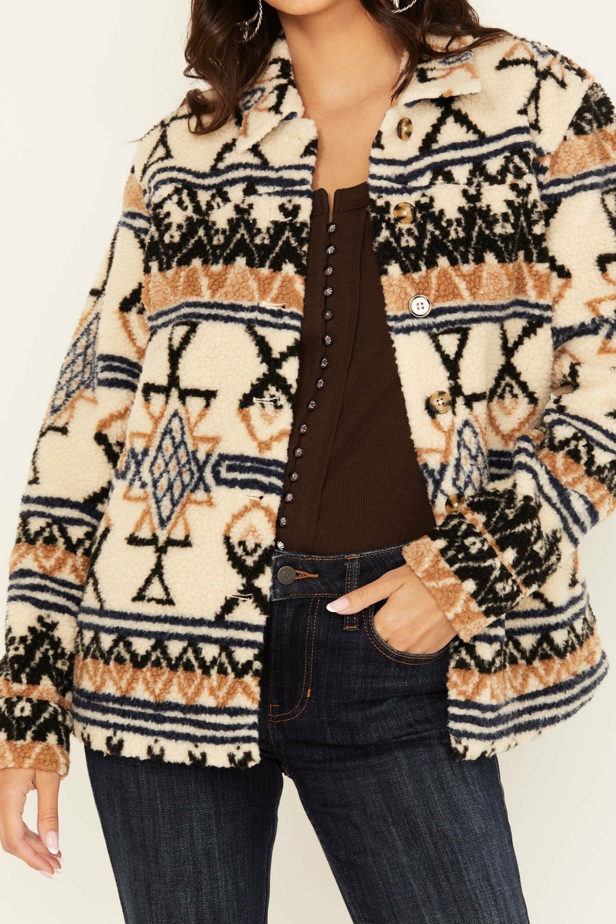 Idyllwind Women | Dowlan Southwestern Print Sherpa Jacket