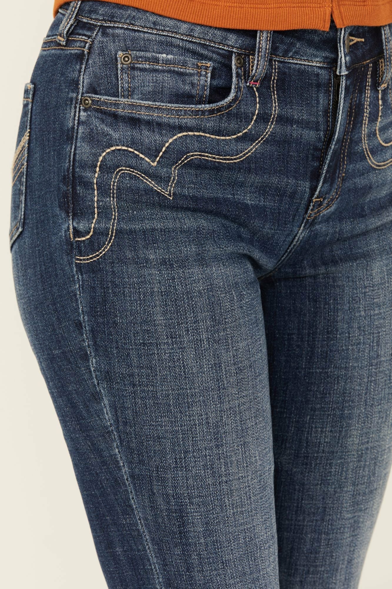 Idyllwind Women | Vistaview Medium Wash Embroidered Flare Stretch Denim Jeans
