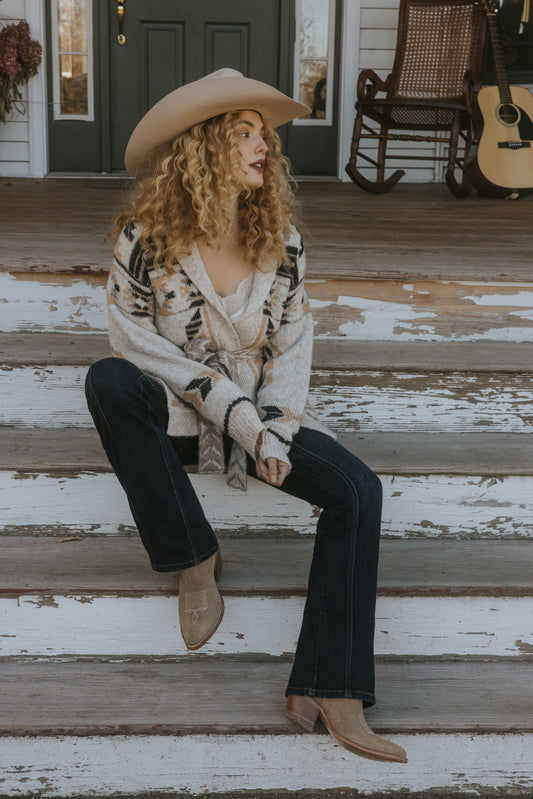 Idyllwind Women | Nora Southwestern Print Belted Sweater