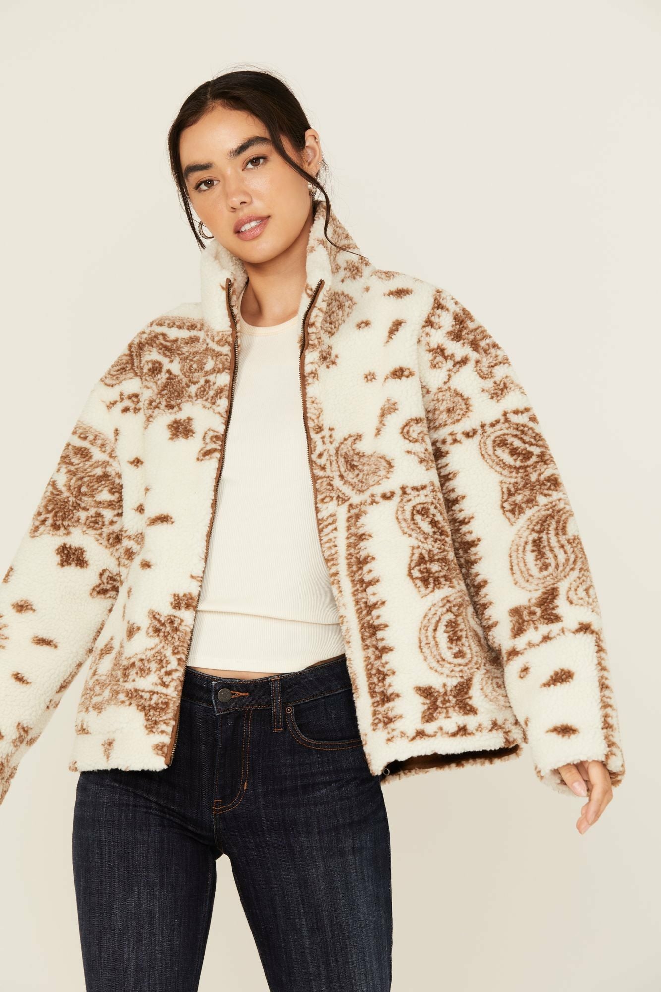 Idyllwind Women | Casey Reversible Faux Suede and Sherpa Zip-Up Jacket