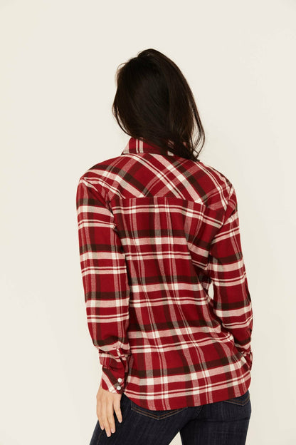 Idyllwind Women | Flannel Plaid Print Long Sleeve Snap Shirt
